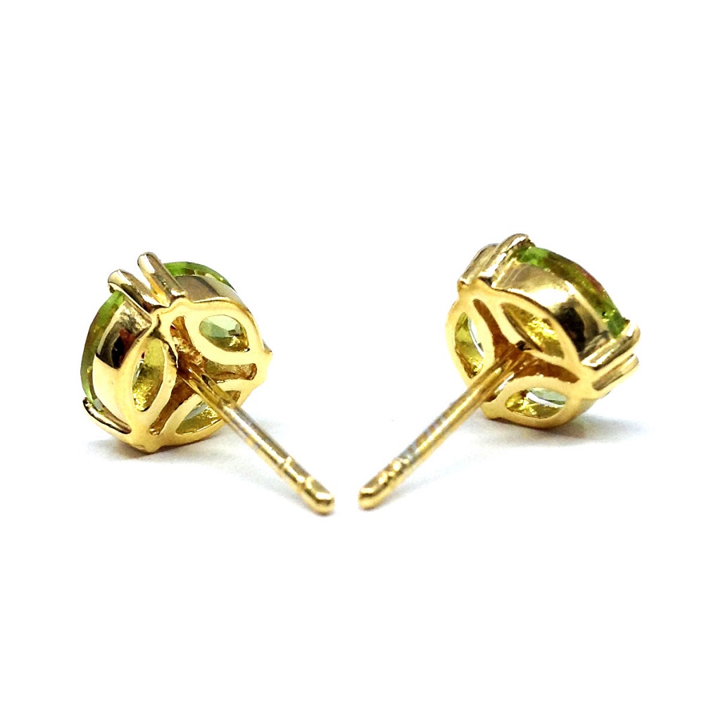 Sterling Silver 925 Gold Plated Peridot Studs Earrings