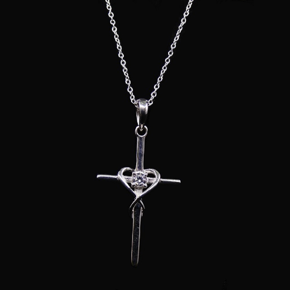 Sterling Silver 925 Silver Plated Cross Pendant Necklace