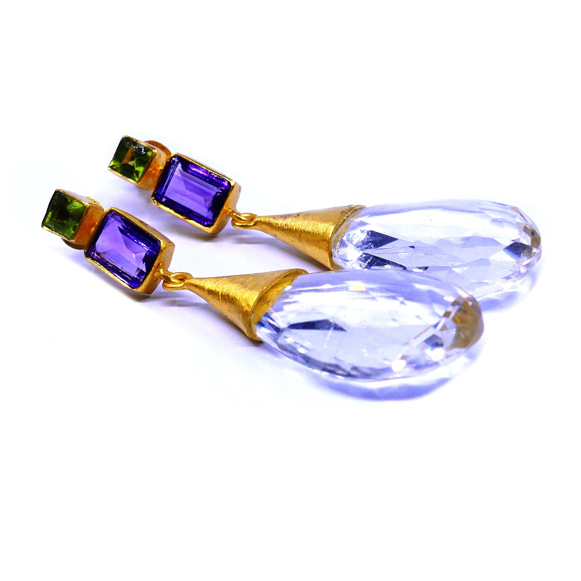 Peridot Amethyst Crystal Earrings