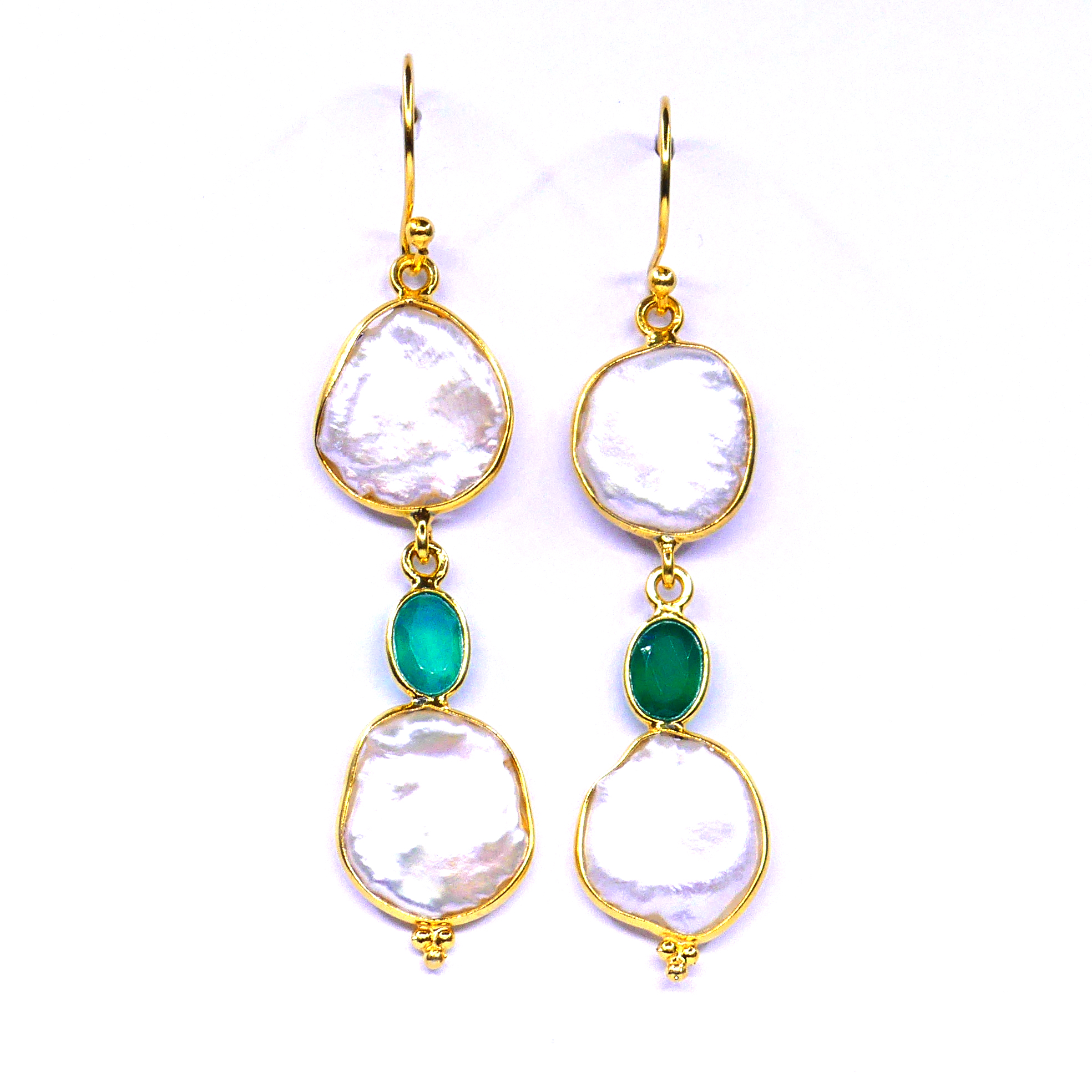 Pearl Green Onyx Earrings-back