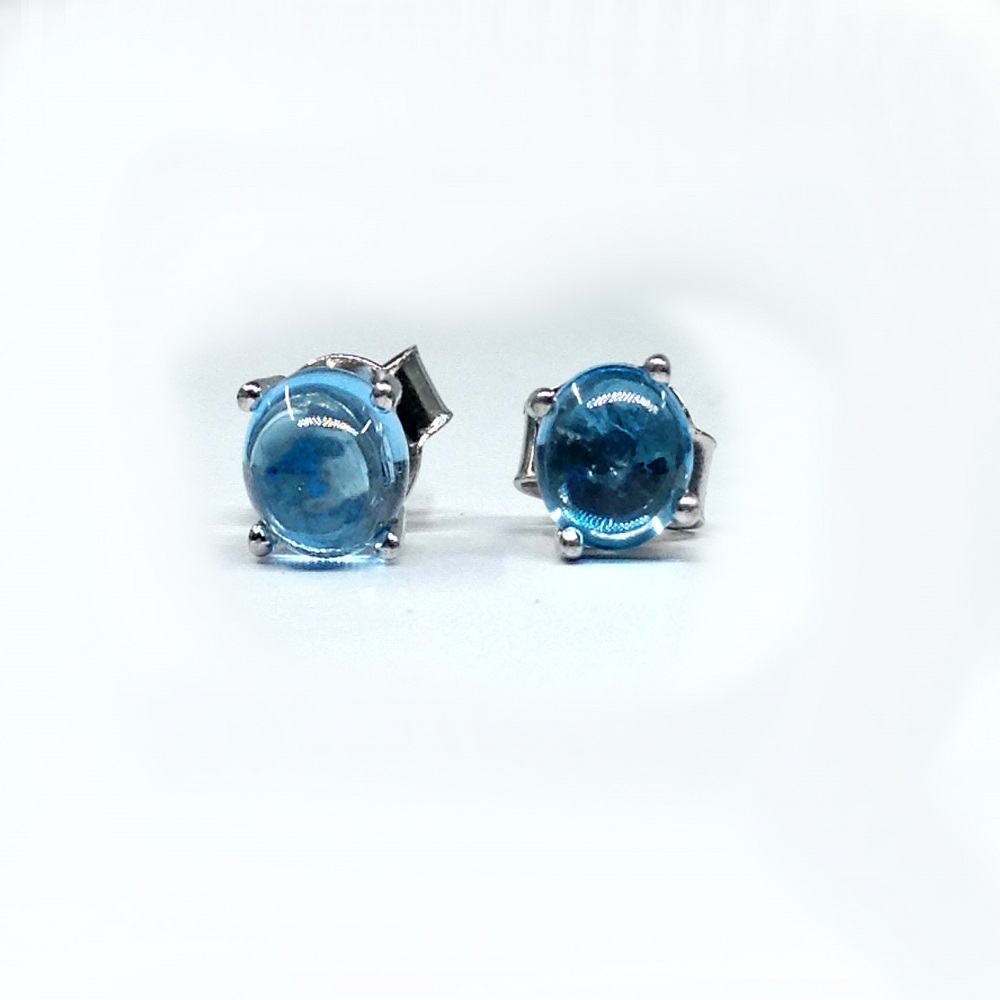 Sterling Silver 925 Blue Topaz Stud Earrings