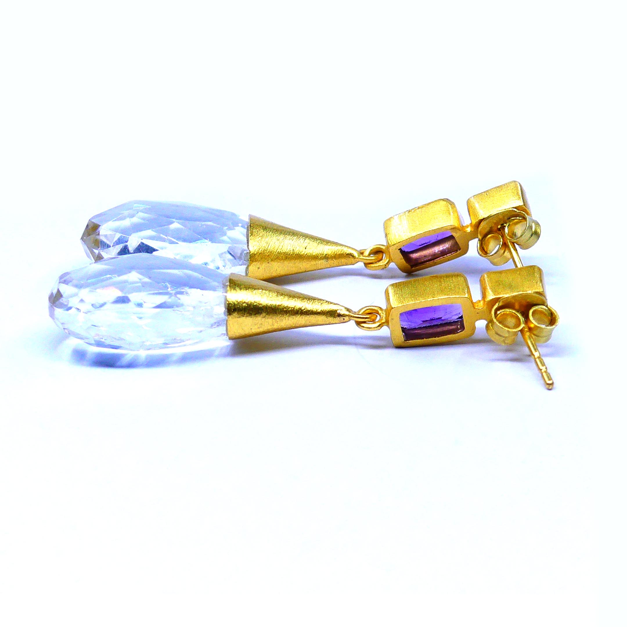 Citrine Amethyst Crystal Earrings