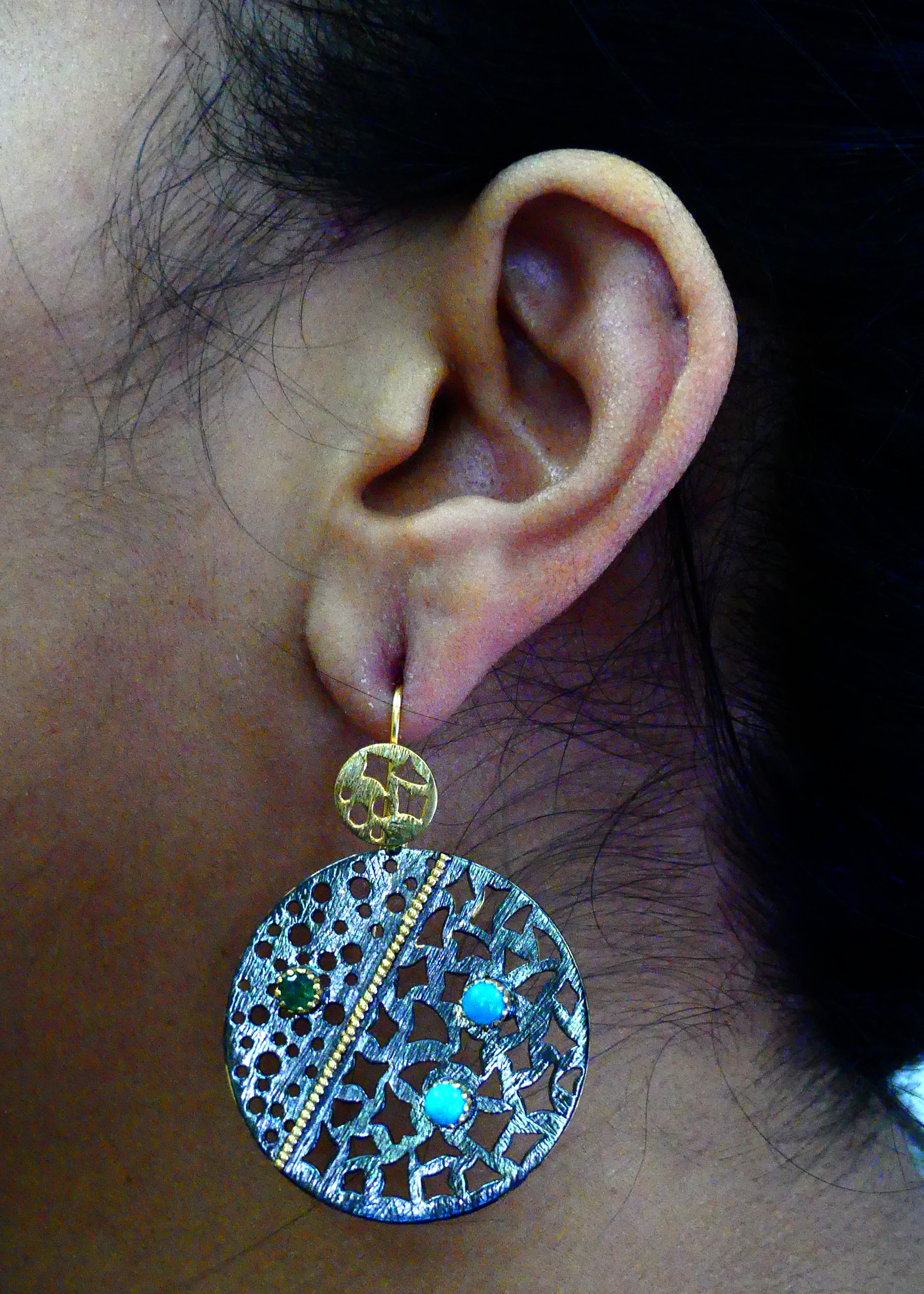 Emerald Turquoise Earrings