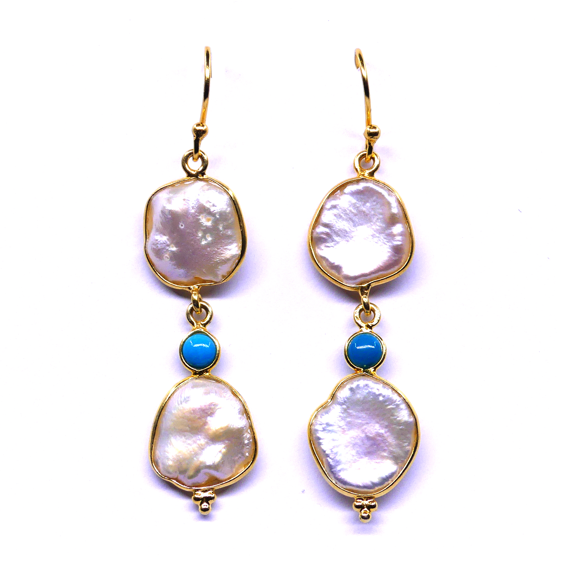 Baroque Pearl Turquoise Earrings-back