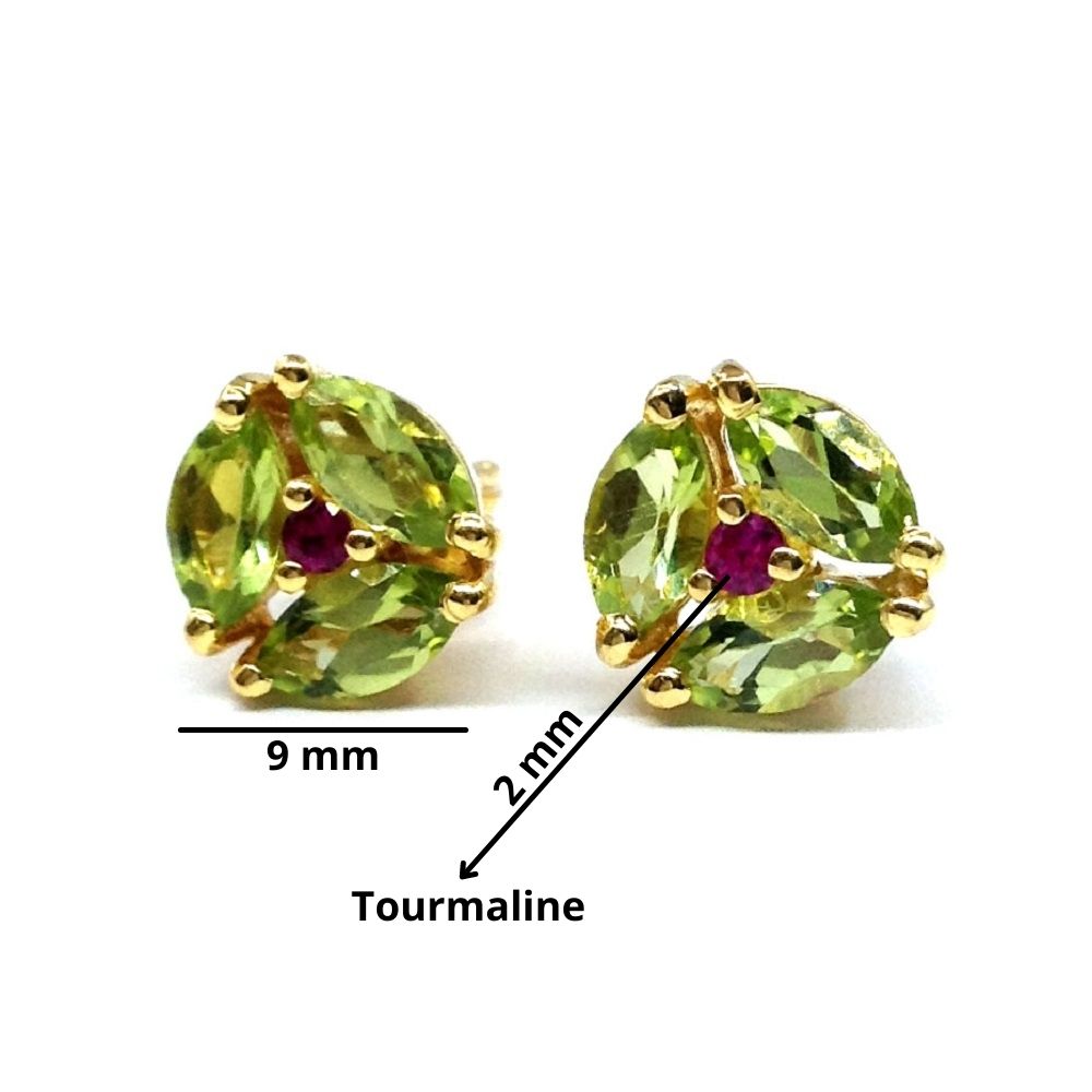 Sterling Silver 925 Gold Plated Peridot Studs Earrings