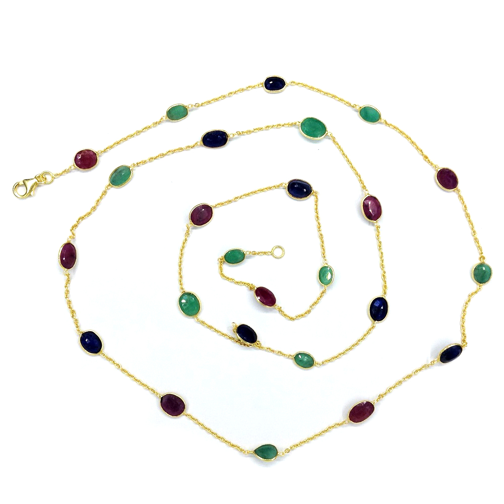 Emerald Ruby Sapphire Necklace