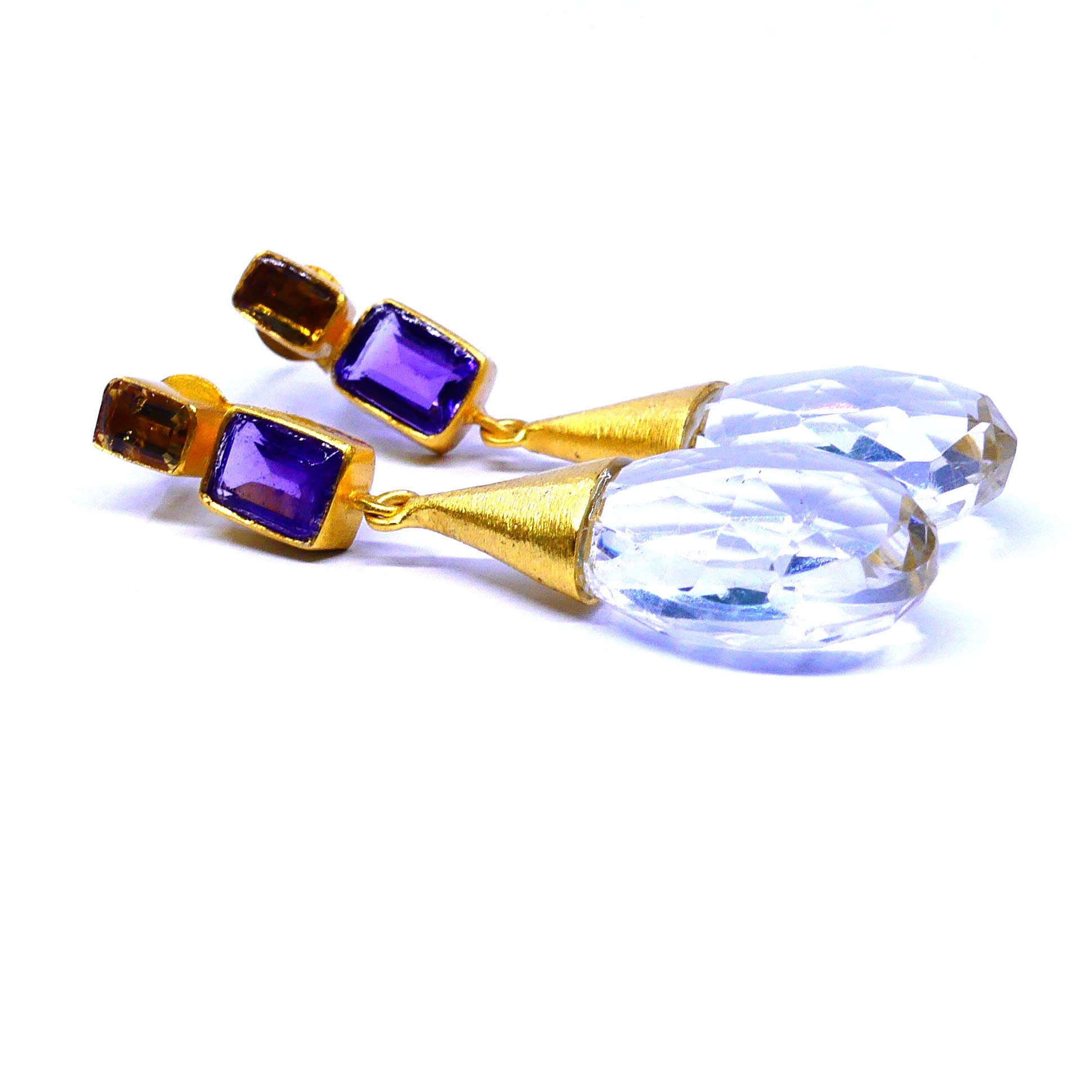 Citrine Amethyst Crystal Earrings
