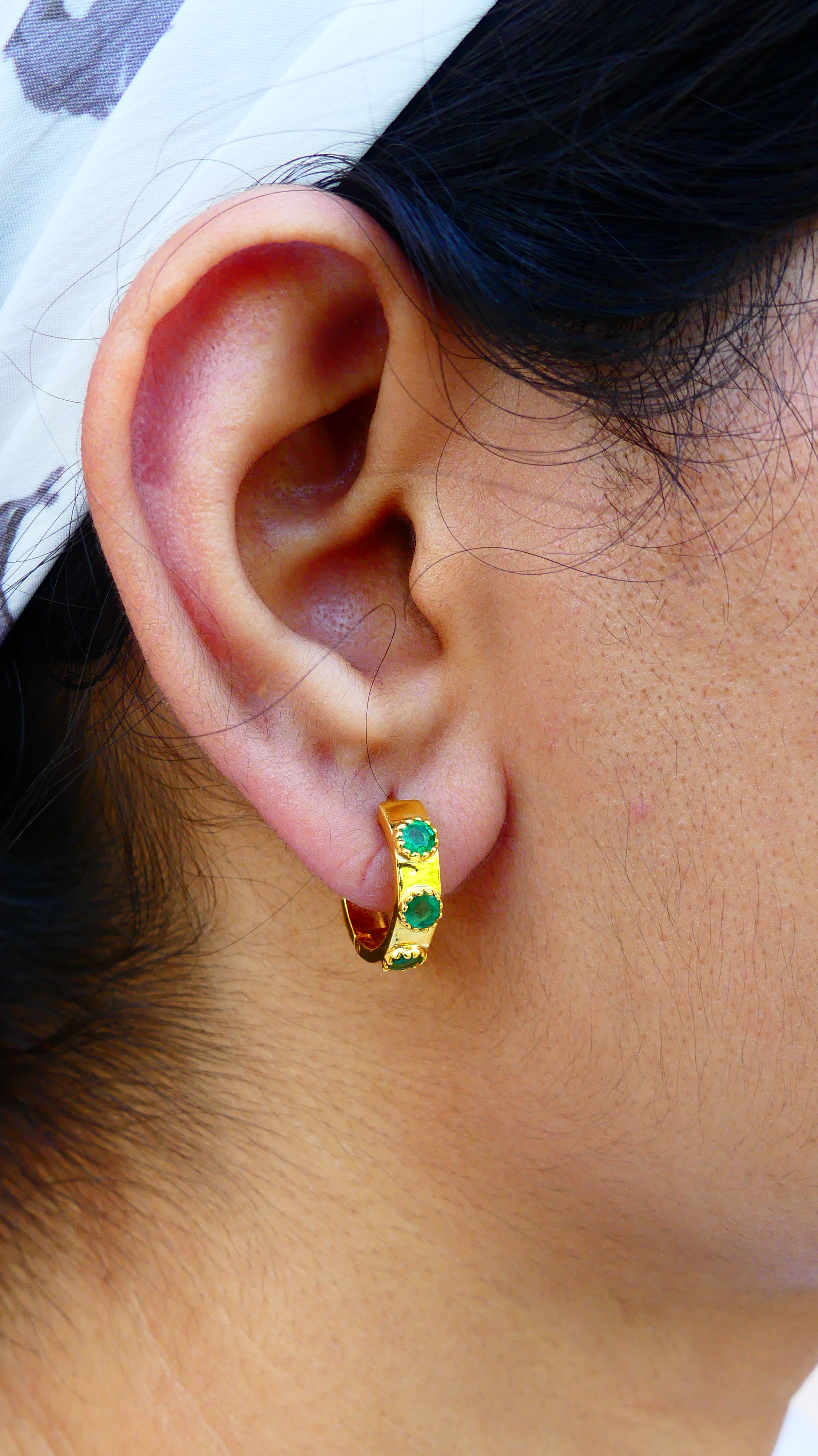 Emerald Huggies Earrings