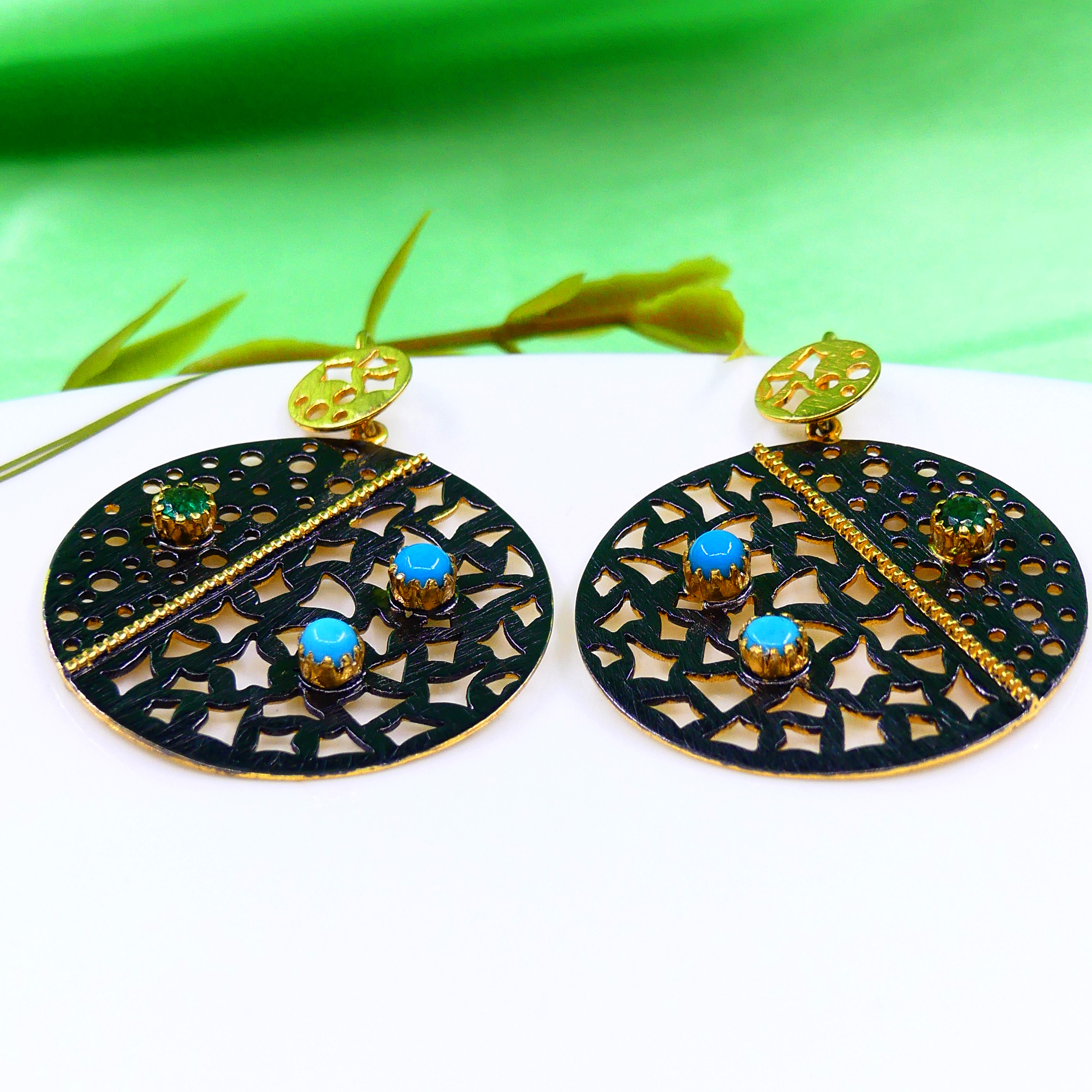 Emerald Turquoise Earrings