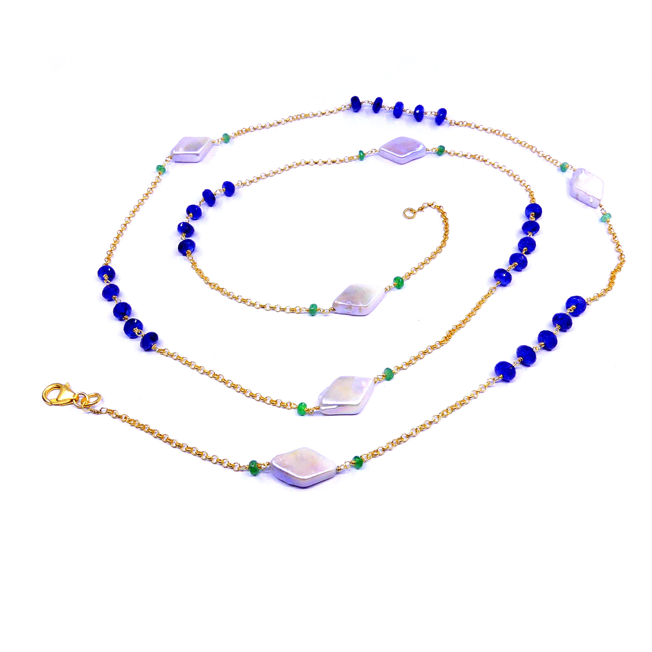 Blue Sapphire Pearl Necklace