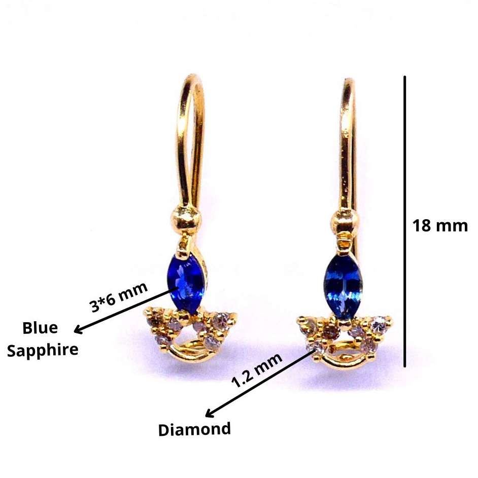 Blue Sapphire Diamond Earrings-back