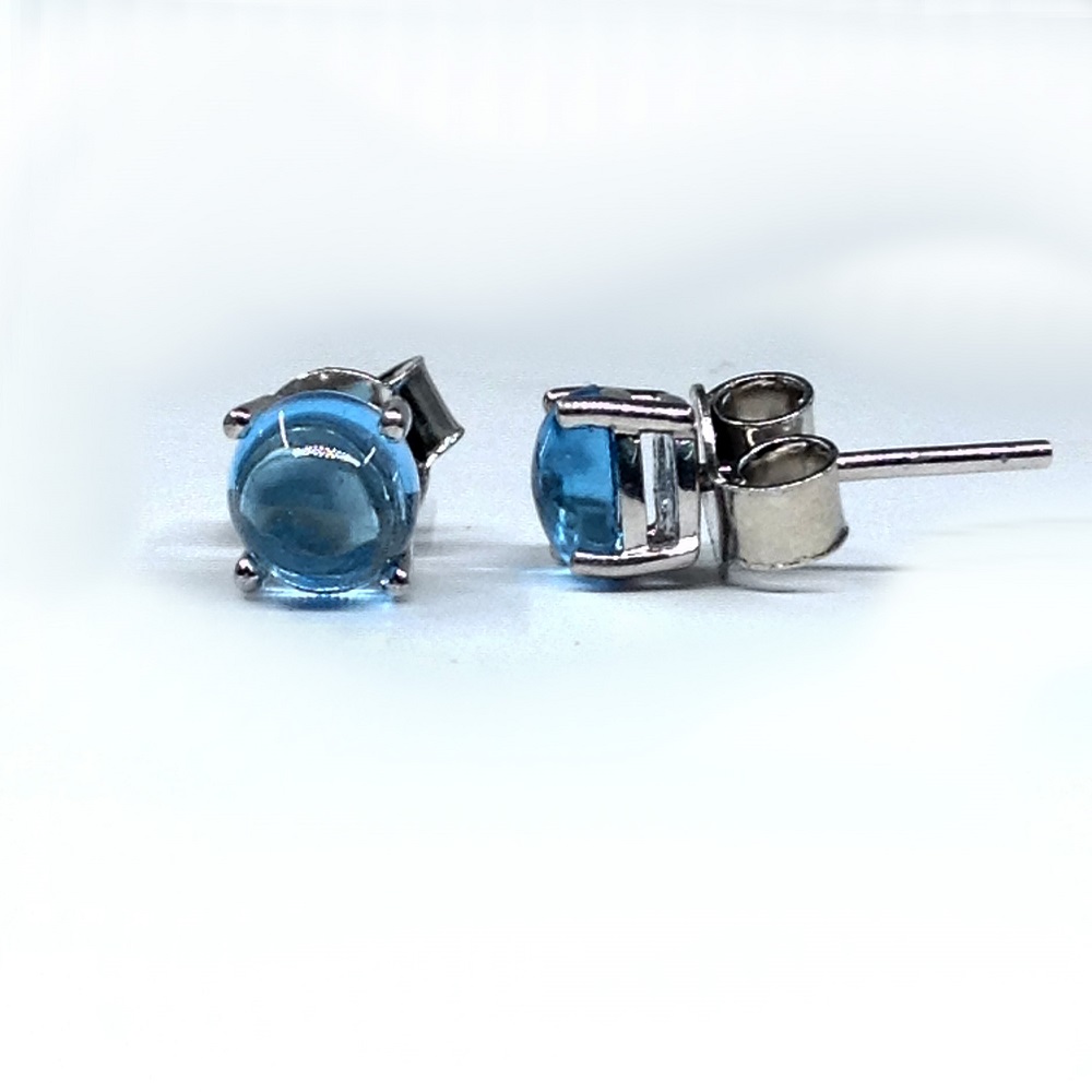 Sterling Silver 925 Blue Topaz Stud Earrings-back