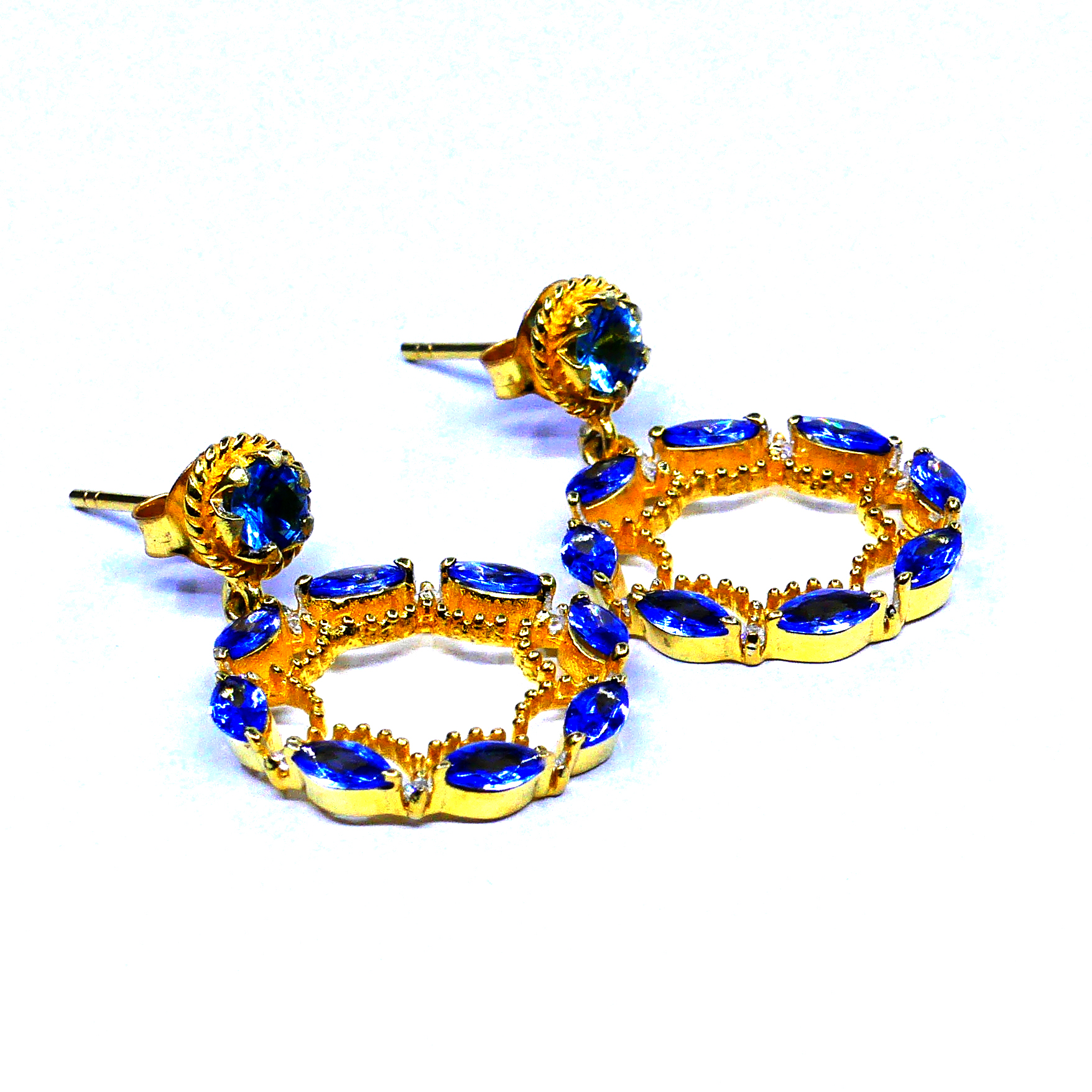 thumbnail image 2 of Sterling Silver Blue Topaz 28mm Hoop Earrings - 925 Silver - Natural Gemstone 2 of 6